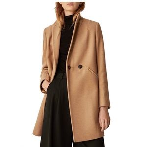 Massimo Dutti Tan long wool coat